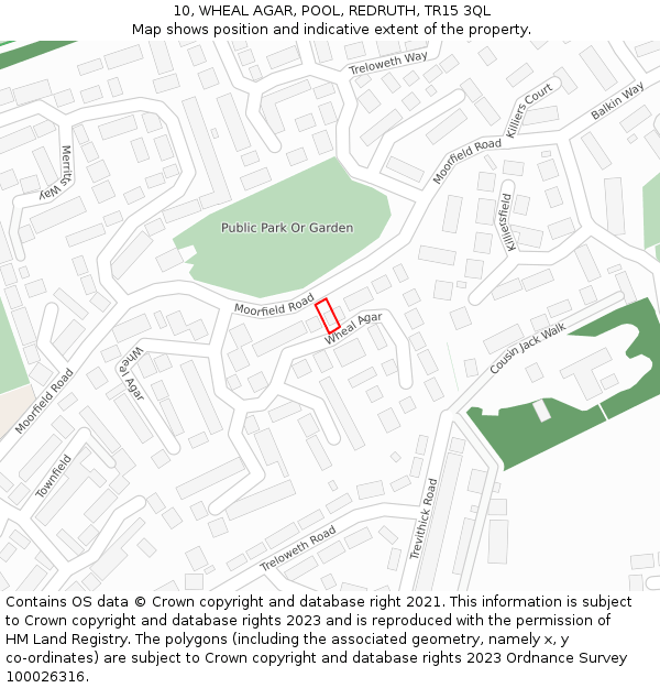10, WHEAL AGAR, POOL, REDRUTH, TR15 3QL: Location map and indicative extent of plot