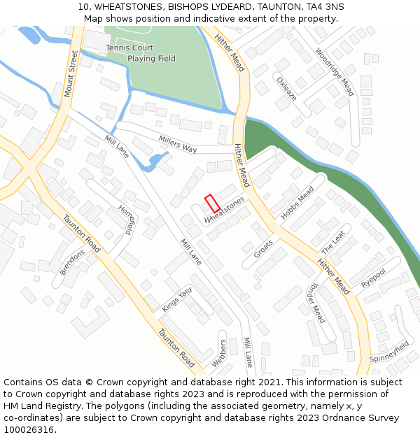 10, WHEATSTONES, BISHOPS LYDEARD, TAUNTON, TA4 3NS: Location map and indicative extent of plot