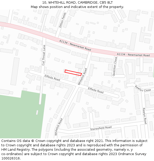 10, WHITEHILL ROAD, CAMBRIDGE, CB5 8LT: Location map and indicative extent of plot