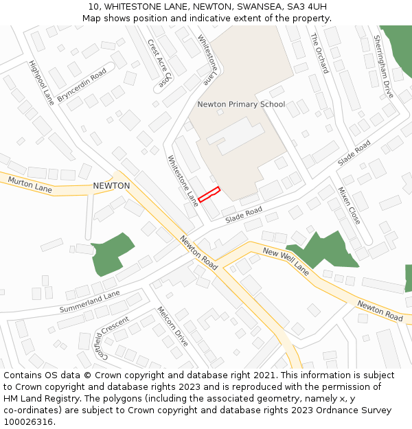 10, WHITESTONE LANE, NEWTON, SWANSEA, SA3 4UH: Location map and indicative extent of plot
