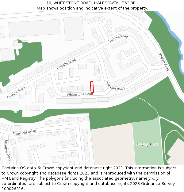 10, WHITESTONE ROAD, HALESOWEN, B63 3PU: Location map and indicative extent of plot