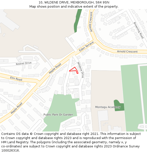 10, WILDENE DRIVE, MEXBOROUGH, S64 9SN: Location map and indicative extent of plot