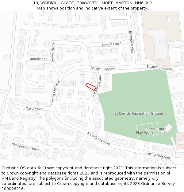 10, WINDMILL GLADE, BRIXWORTH, NORTHAMPTON, NN6 9LP: Location map and indicative extent of plot