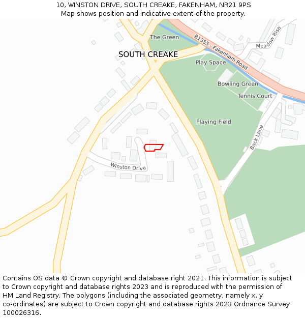 10, WINSTON DRIVE, SOUTH CREAKE, FAKENHAM, NR21 9PS: Location map and indicative extent of plot