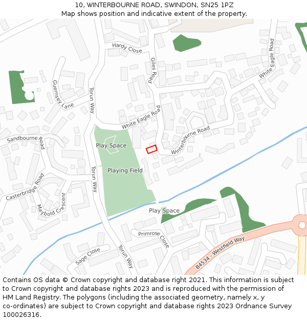10, WINTERBOURNE ROAD, SWINDON, SN25 1PZ: Location map and indicative extent of plot