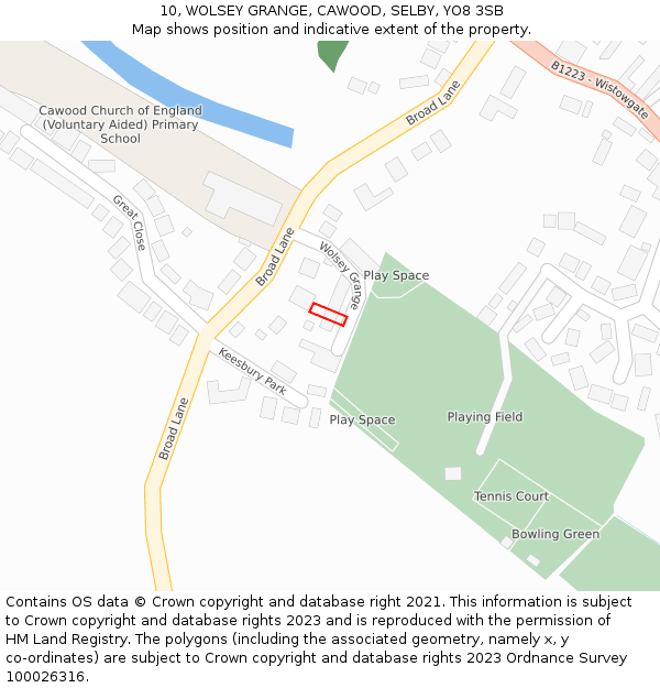 10, WOLSEY GRANGE, CAWOOD, SELBY, YO8 3SB: Location map and indicative extent of plot