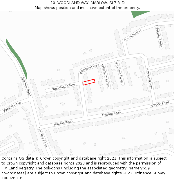 10, WOODLAND WAY, MARLOW, SL7 3LD: Location map and indicative extent of plot