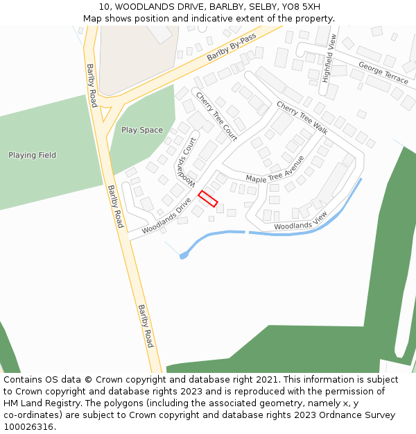 10, WOODLANDS DRIVE, BARLBY, SELBY, YO8 5XH: Location map and indicative extent of plot