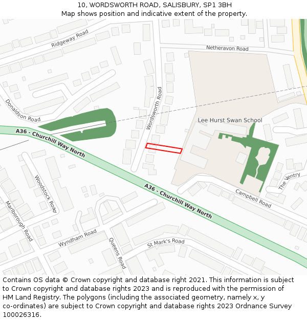 10, WORDSWORTH ROAD, SALISBURY, SP1 3BH: Location map and indicative extent of plot