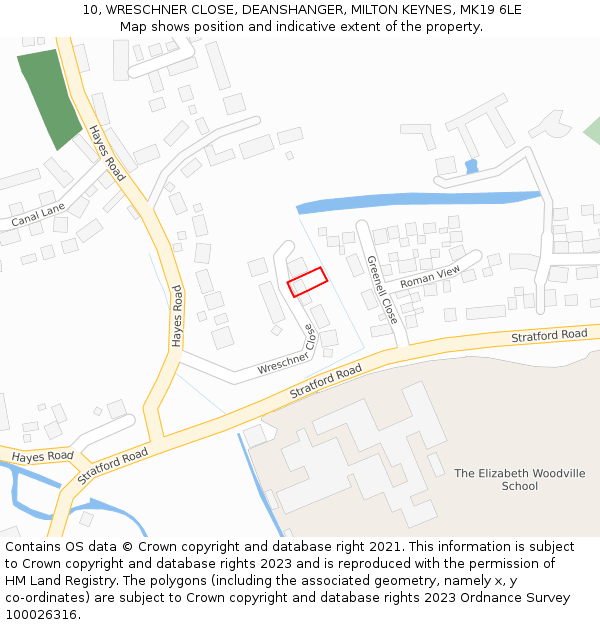 10, WRESCHNER CLOSE, DEANSHANGER, MILTON KEYNES, MK19 6LE: Location map and indicative extent of plot