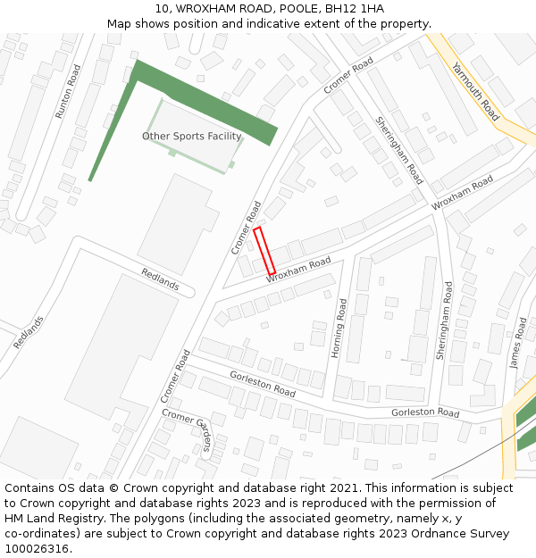 10, WROXHAM ROAD, POOLE, BH12 1HA: Location map and indicative extent of plot