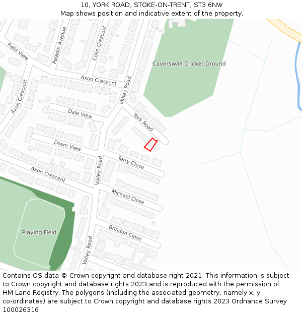 10, YORK ROAD, STOKE-ON-TRENT, ST3 6NW: Location map and indicative extent of plot