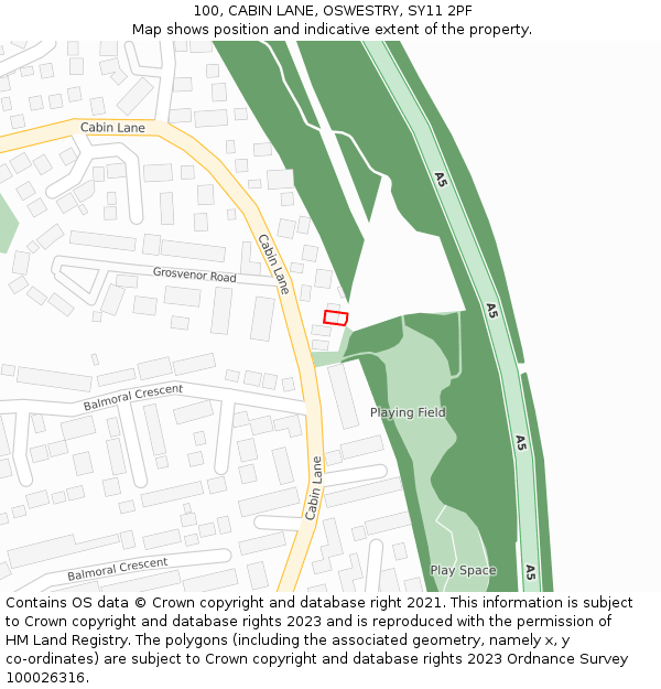 100, CABIN LANE, OSWESTRY, SY11 2PF: Location map and indicative extent of plot