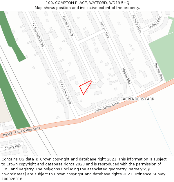 100, COMPTON PLACE, WATFORD, WD19 5HQ: Location map and indicative extent of plot