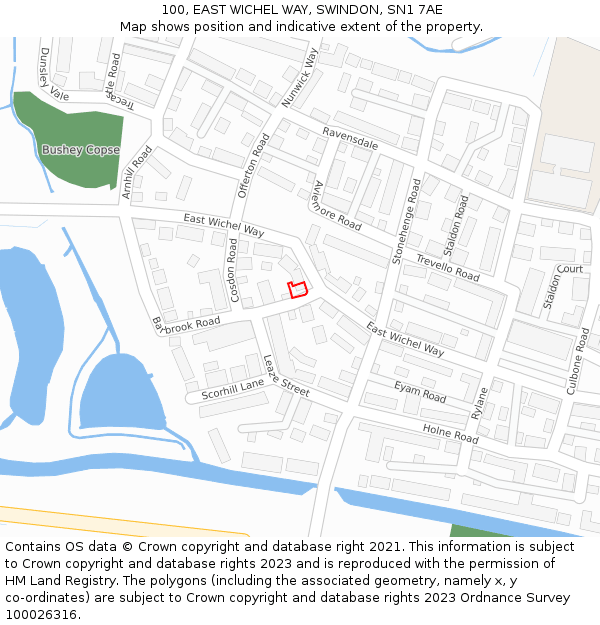 100, EAST WICHEL WAY, SWINDON, SN1 7AE: Location map and indicative extent of plot