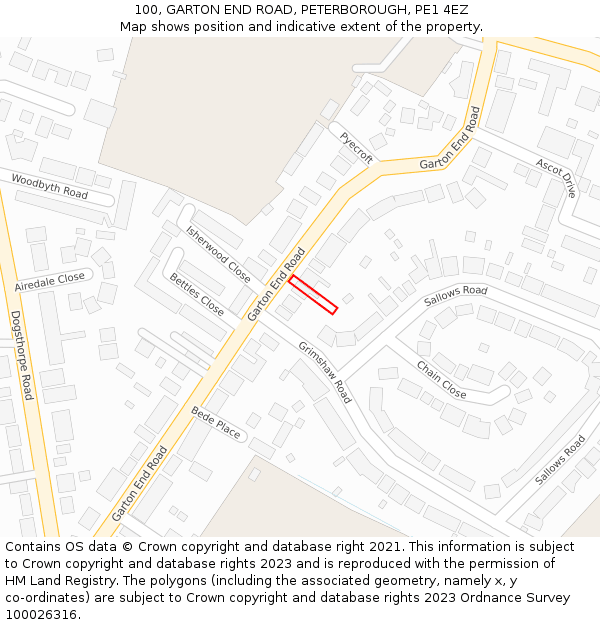 100, GARTON END ROAD, PETERBOROUGH, PE1 4EZ: Location map and indicative extent of plot