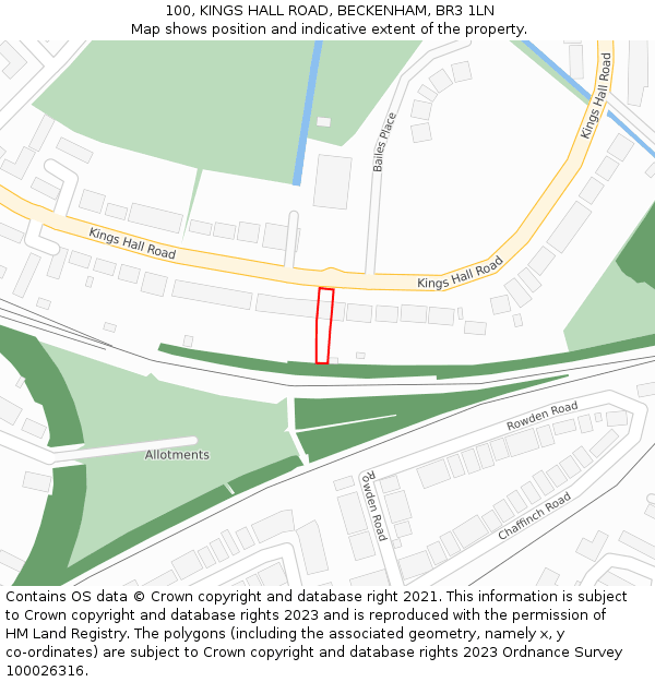 100, KINGS HALL ROAD, BECKENHAM, BR3 1LN: Location map and indicative extent of plot