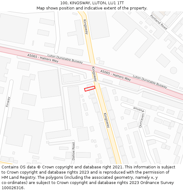 100, KINGSWAY, LUTON, LU1 1TT: Location map and indicative extent of plot