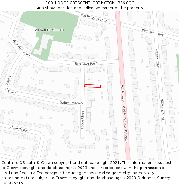 100, LODGE CRESCENT, ORPINGTON, BR6 0QG: Location map and indicative extent of plot