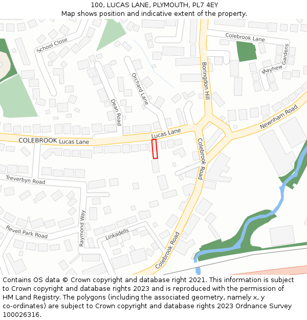 100, LUCAS LANE, PLYMOUTH, PL7 4EY: Location map and indicative extent of plot
