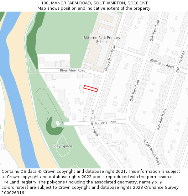 100, MANOR FARM ROAD, SOUTHAMPTON, SO18 1NT: Location map and indicative extent of plot