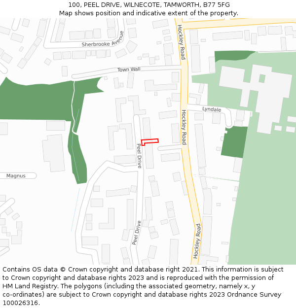 100, PEEL DRIVE, WILNECOTE, TAMWORTH, B77 5FG: Location map and indicative extent of plot