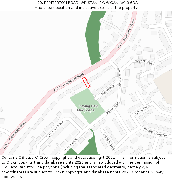 100, PEMBERTON ROAD, WINSTANLEY, WIGAN, WN3 6DA: Location map and indicative extent of plot