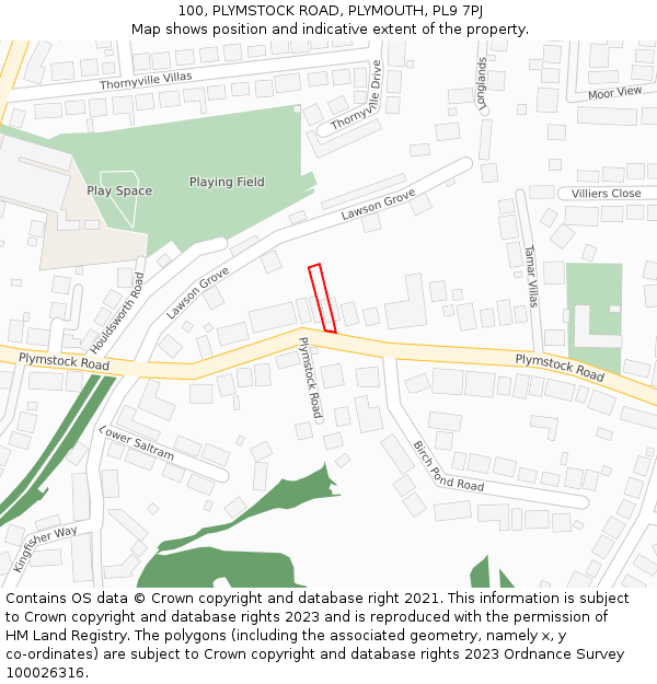 100, PLYMSTOCK ROAD, PLYMOUTH, PL9 7PJ: Location map and indicative extent of plot