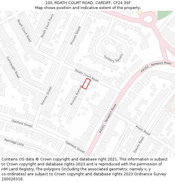100, ROATH COURT ROAD, CARDIFF, CF24 3SF: Location map and indicative extent of plot