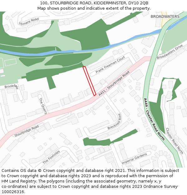 100, STOURBRIDGE ROAD, KIDDERMINSTER, DY10 2QB: Location map and indicative extent of plot