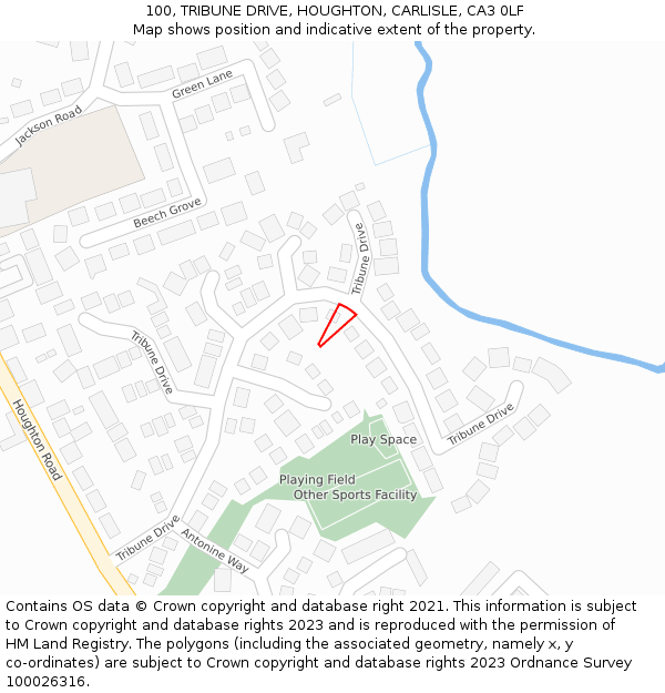 100, TRIBUNE DRIVE, HOUGHTON, CARLISLE, CA3 0LF: Location map and indicative extent of plot