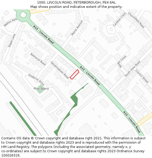 1000, LINCOLN ROAD, PETERBOROUGH, PE4 6AL: Location map and indicative extent of plot