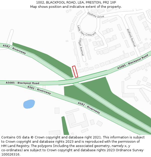 1002, BLACKPOOL ROAD, LEA, PRESTON, PR2 1XP: Location map and indicative extent of plot