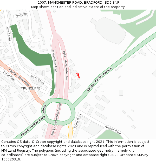 1007, MANCHESTER ROAD, BRADFORD, BD5 8NF: Location map and indicative extent of plot