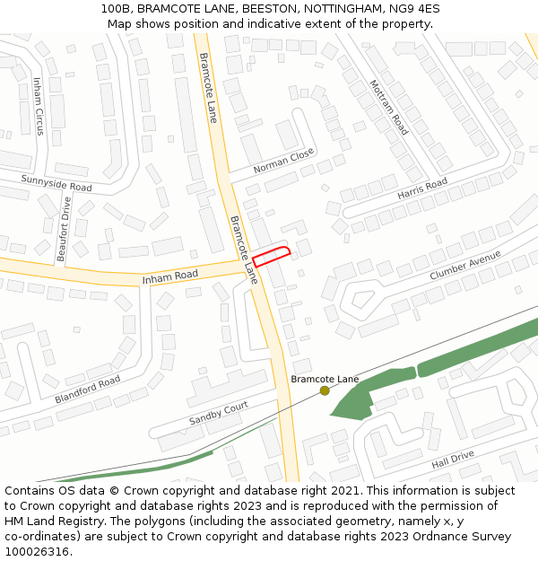 100B, BRAMCOTE LANE, BEESTON, NOTTINGHAM, NG9 4ES: Location map and indicative extent of plot