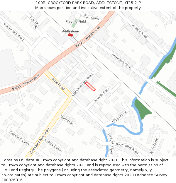100B, CROCKFORD PARK ROAD, ADDLESTONE, KT15 2LP: Location map and indicative extent of plot