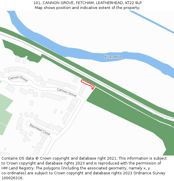 101, CANNON GROVE, FETCHAM, LEATHERHEAD, KT22 9LP: Location map and indicative extent of plot