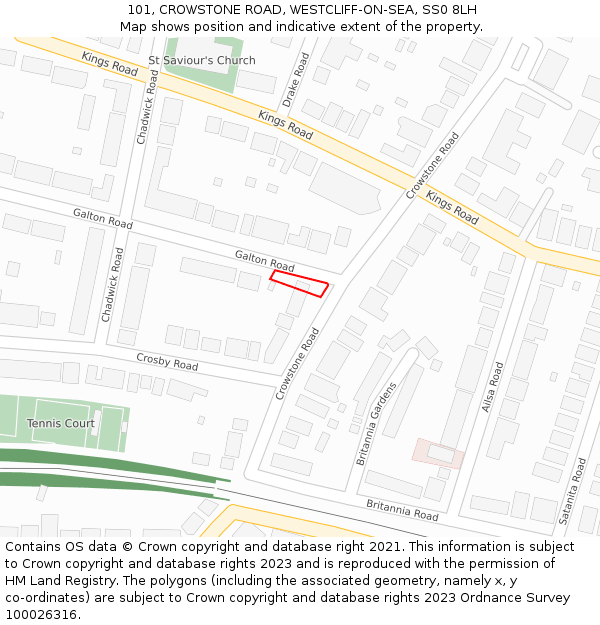 101, CROWSTONE ROAD, WESTCLIFF-ON-SEA, SS0 8LH: Location map and indicative extent of plot