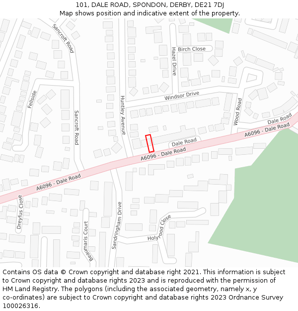 101, DALE ROAD, SPONDON, DERBY, DE21 7DJ: Location map and indicative extent of plot