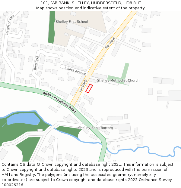 101, FAR BANK, SHELLEY, HUDDERSFIELD, HD8 8HT: Location map and indicative extent of plot