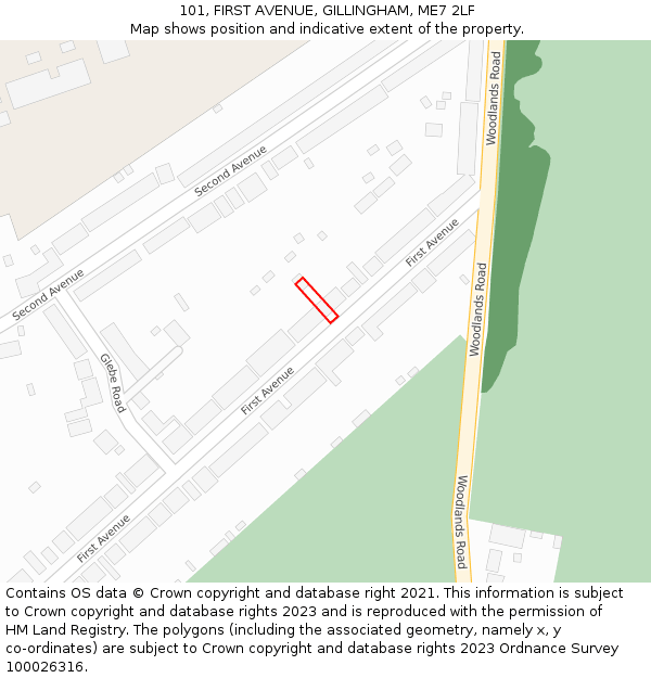 101, FIRST AVENUE, GILLINGHAM, ME7 2LF: Location map and indicative extent of plot