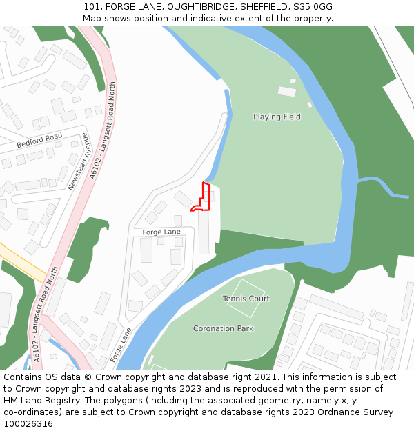 101, FORGE LANE, OUGHTIBRIDGE, SHEFFIELD, S35 0GG: Location map and indicative extent of plot
