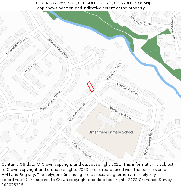 101, GRANGE AVENUE, CHEADLE HULME, CHEADLE, SK8 5NJ: Location map and indicative extent of plot
