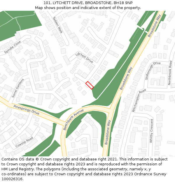 101, LYTCHETT DRIVE, BROADSTONE, BH18 9NP: Location map and indicative extent of plot