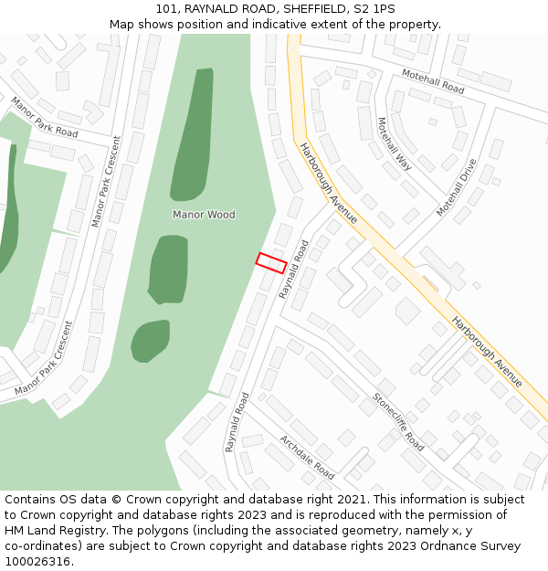 101, RAYNALD ROAD, SHEFFIELD, S2 1PS: Location map and indicative extent of plot