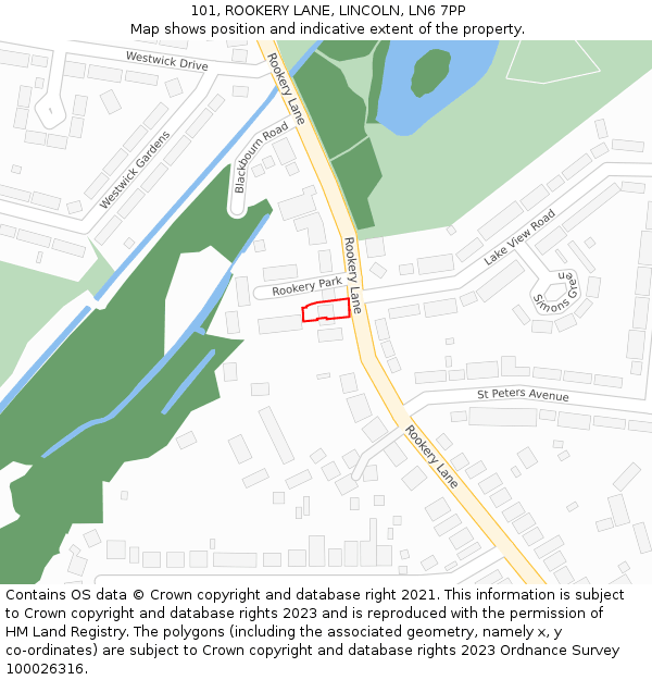 101, ROOKERY LANE, LINCOLN, LN6 7PP: Location map and indicative extent of plot
