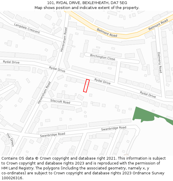 101, RYDAL DRIVE, BEXLEYHEATH, DA7 5EG: Location map and indicative extent of plot