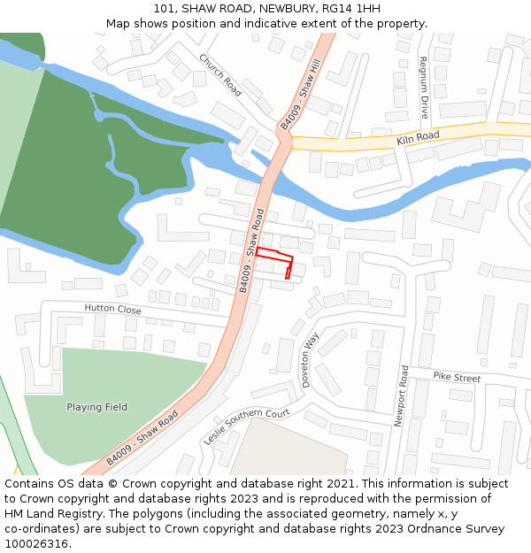 101, SHAW ROAD, NEWBURY, RG14 1HH: Location map and indicative extent of plot