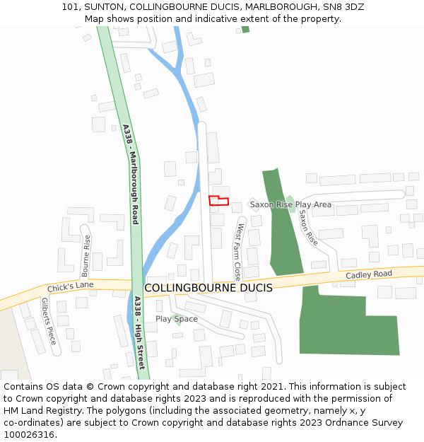 101, SUNTON, COLLINGBOURNE DUCIS, MARLBOROUGH, SN8 3DZ: Location map and indicative extent of plot