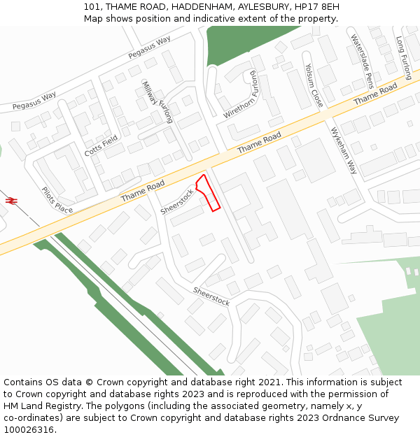 101, THAME ROAD, HADDENHAM, AYLESBURY, HP17 8EH: Location map and indicative extent of plot
